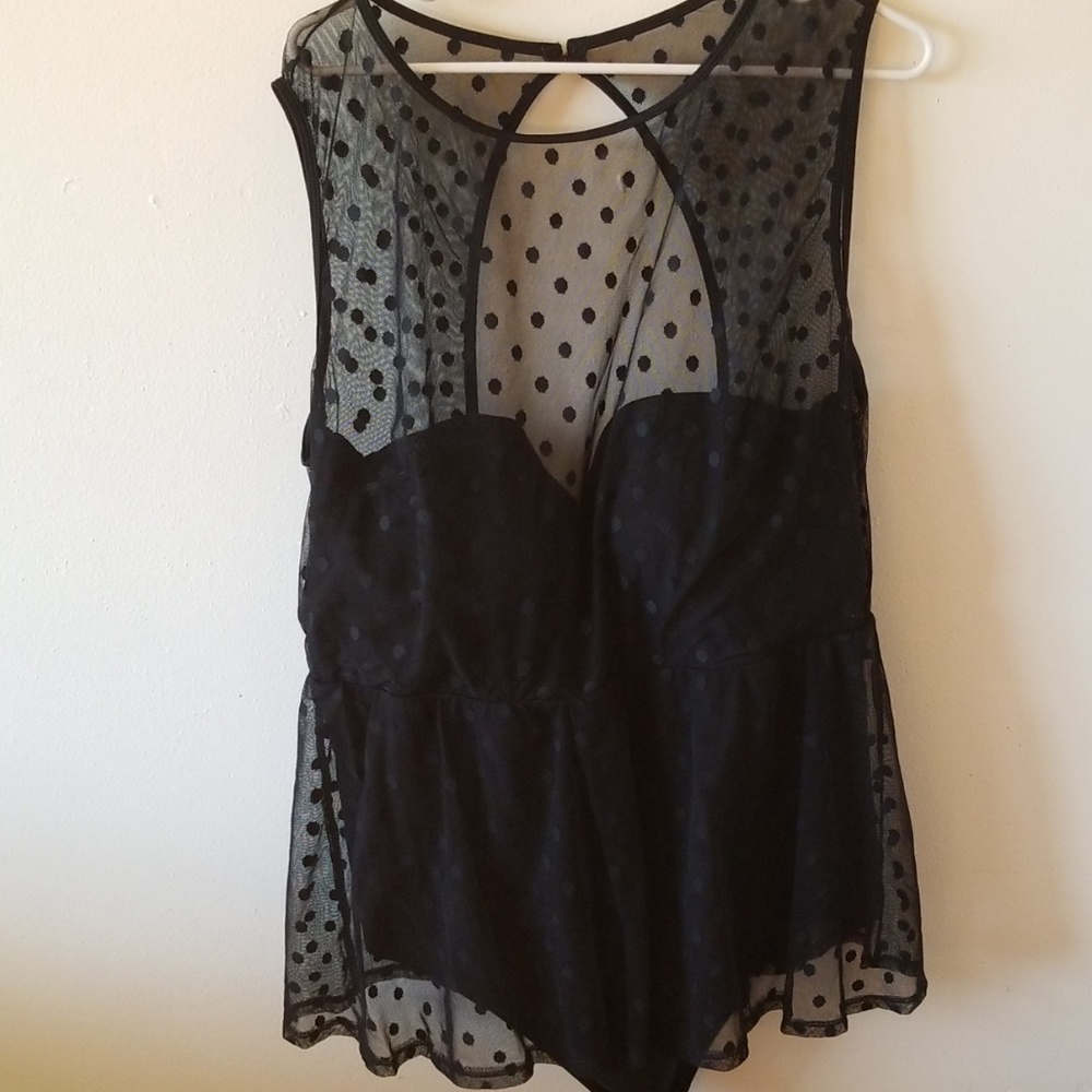 Torrid One-piece Swimsuit Polkadot Mesh Overlay
